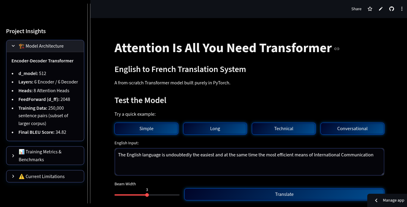 Transformer Translation App